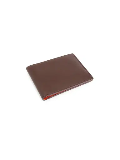 Royce New York Men's RFID-Blocking Slim Bi-Fold Leather Wallet - Brown Orange | Thumbnail 2