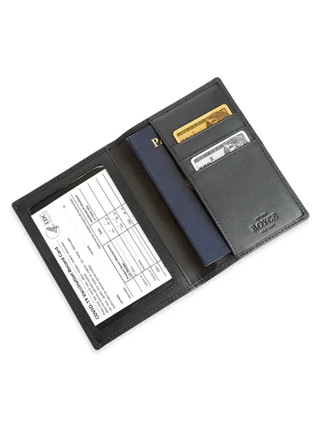 Royce New York Vaccine Card & Passport Wallet - Black