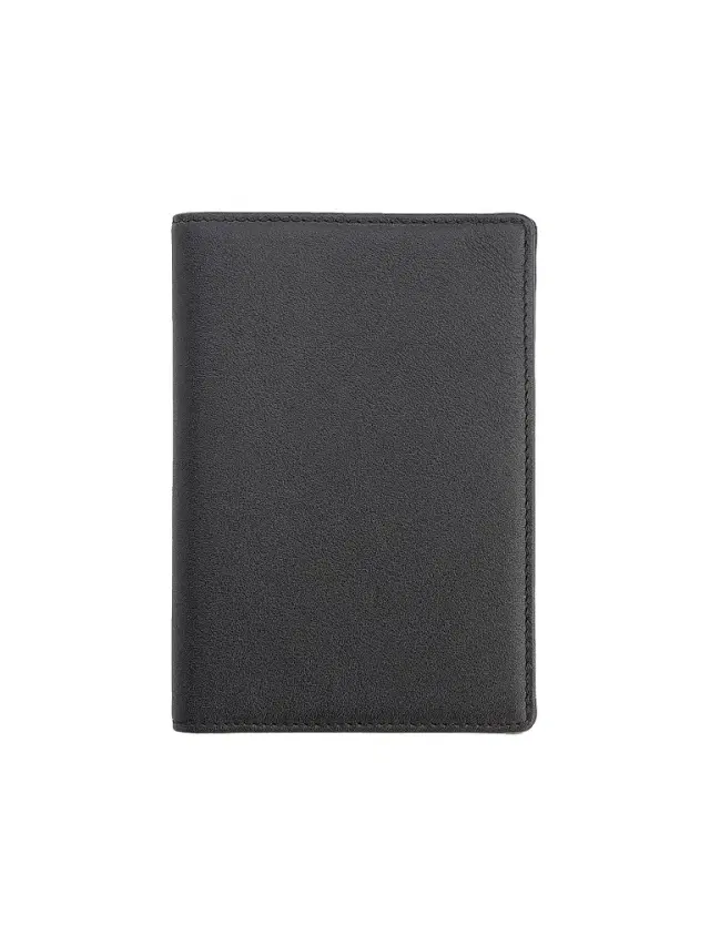 Women's RFID-Blocking Leather Passport Case - Black