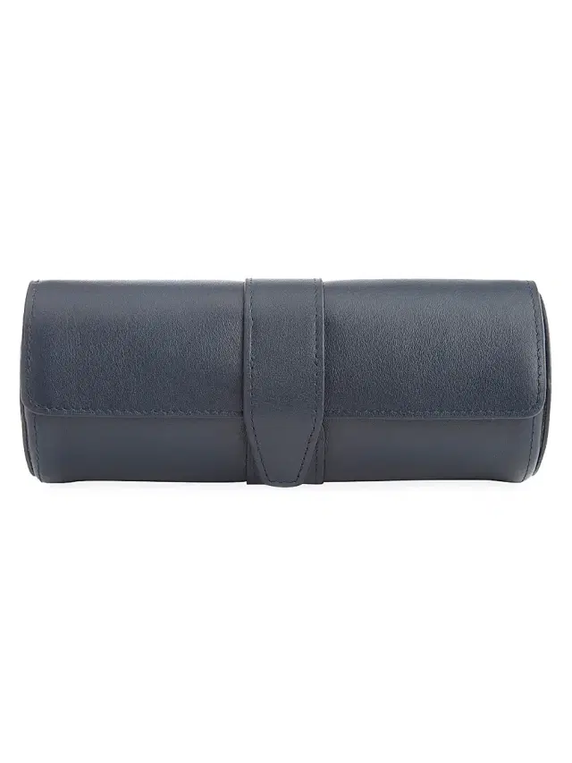 Royce New York Women's Leather Travel Watch Roll - Navy Blue