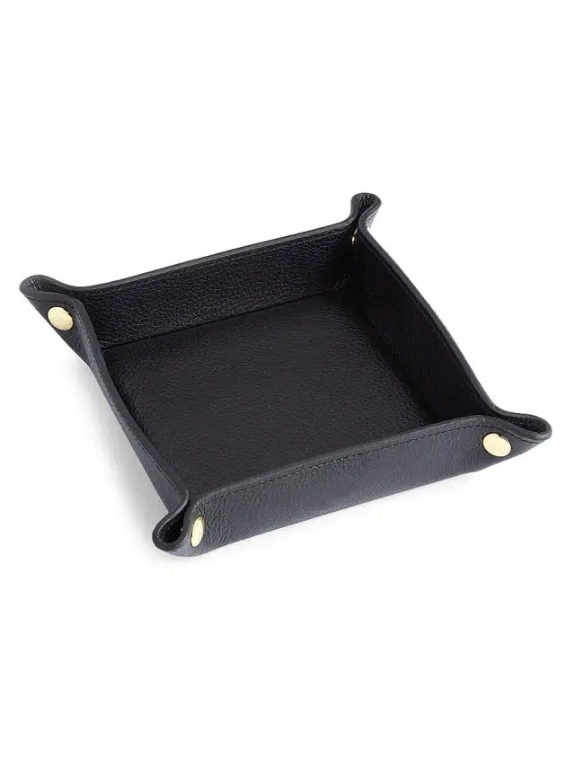 Royce New York Women's Leather Catchall Tray - Black