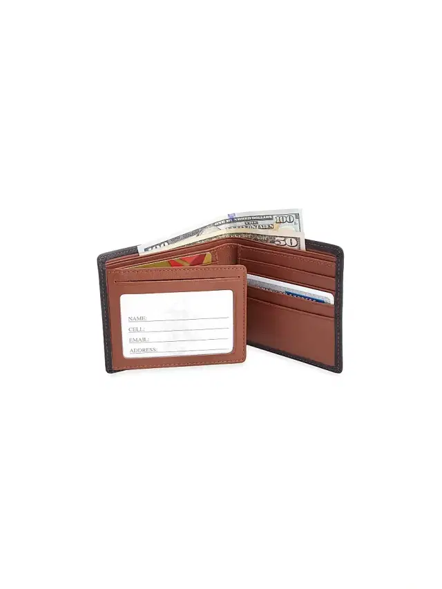 Royce New York Men's RFID Blocking Tri-Fold Wallet - Black Tan