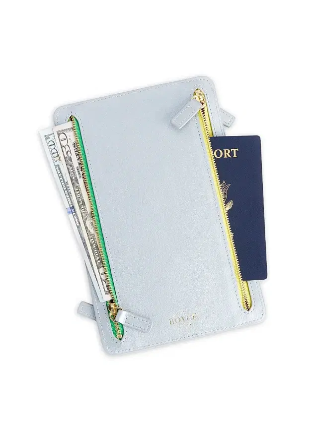 Royce New York Women's RFID-Blocking 4-Zip Leather Travel Organizer - Silver