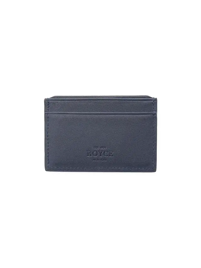 Royce New York Women's RFID-Blocking Leather Card Case - Navy Blue