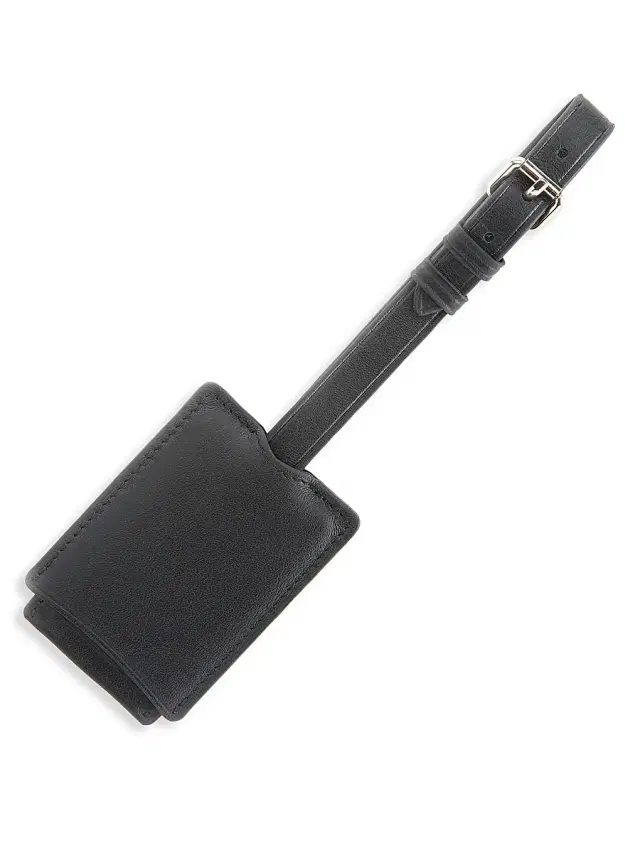 Royce New York Men's Leather Luggage Tag - Black