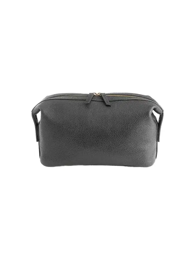 Royce New York Women's Leather Toiletry Bag - Navy Blue