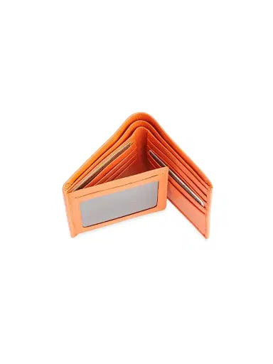 Royce New York Men's RFID Blocking Tri-Fold Wallet - Orange | Thumbnail 2