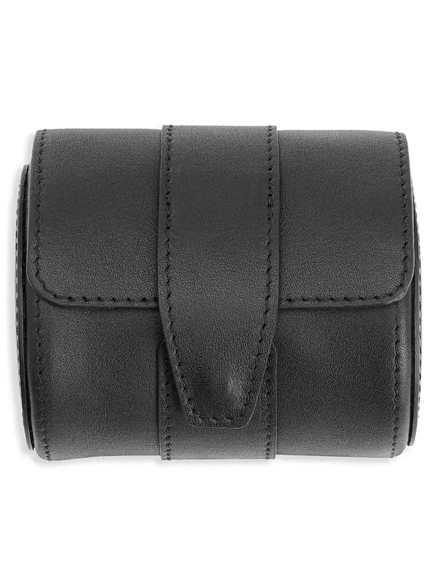 Royce New York Women's Single Leather Travel Watch Roll - Black