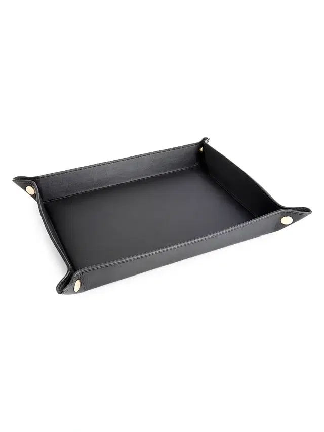 Royce New York Large Leather Catchall Valet Tray - Red