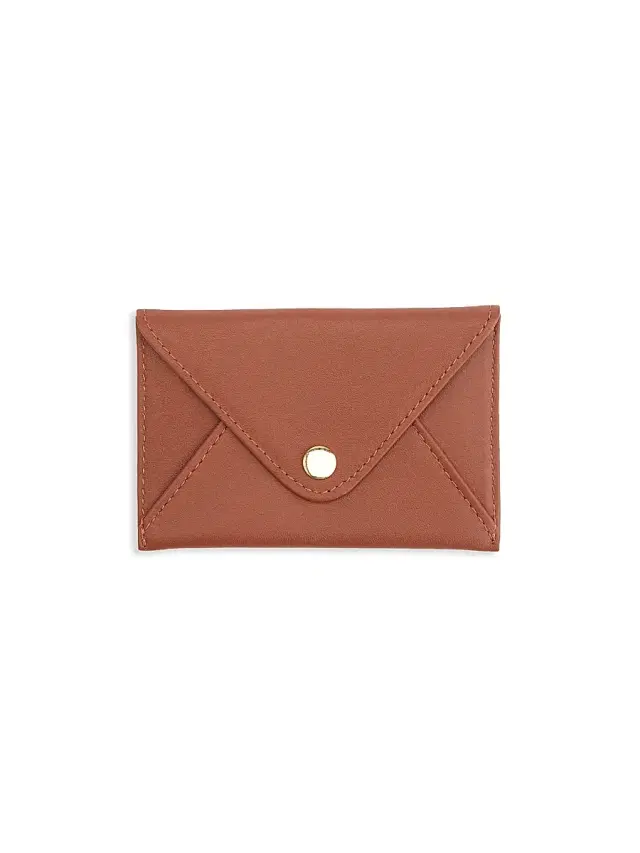 Royce New York Men's Leather Envelope Style Business Card Holder - Tan