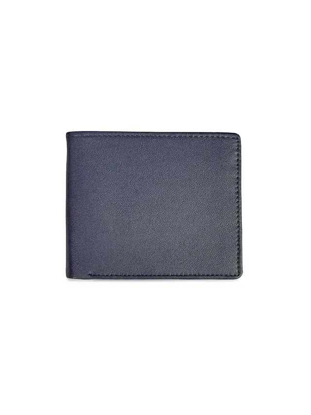 Royce New York Men's RFID-Blocking Slim Bi-Fold Leather Wallet - Blue
