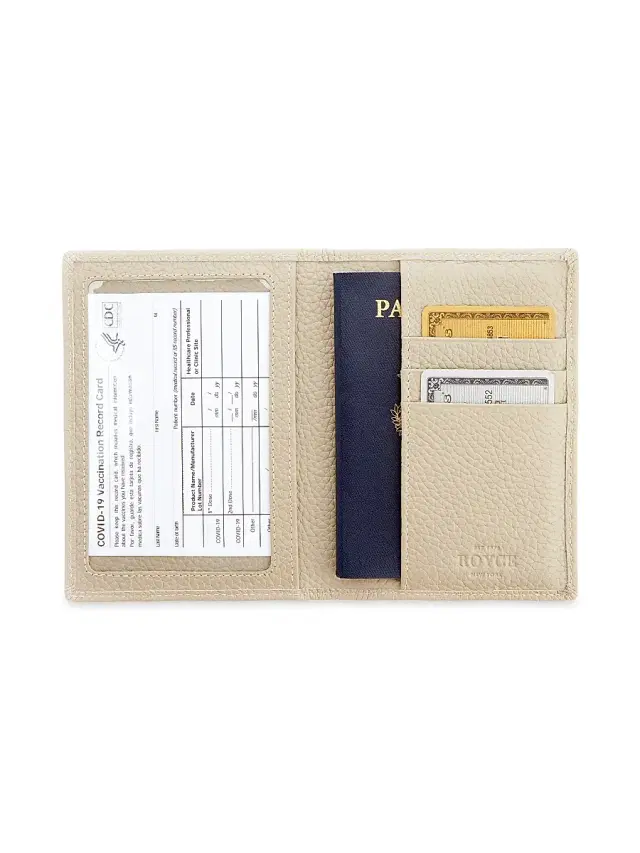 Royce New York Men's RFID-Blocking Vaccine Card Case - Taupe