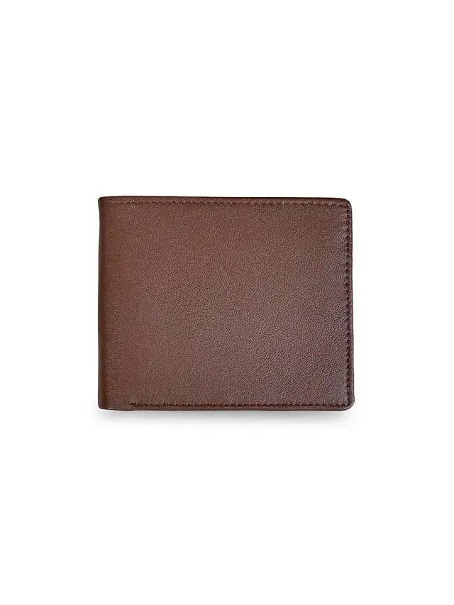 Men's RFID-Blocking Slim Bi-Fold Leather Wallet - Brown