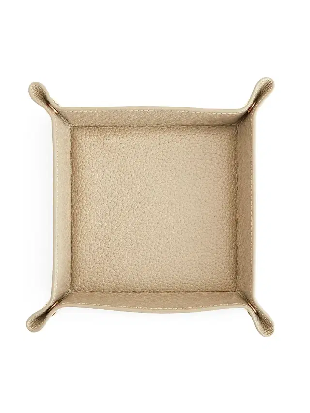 Royce New York Women's Leather Catchall Tray - Taupe