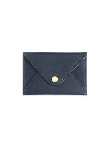 Royce New York Men's Leather Envelope Style Business Card Holder - Navy Blue | Thumbnail 1