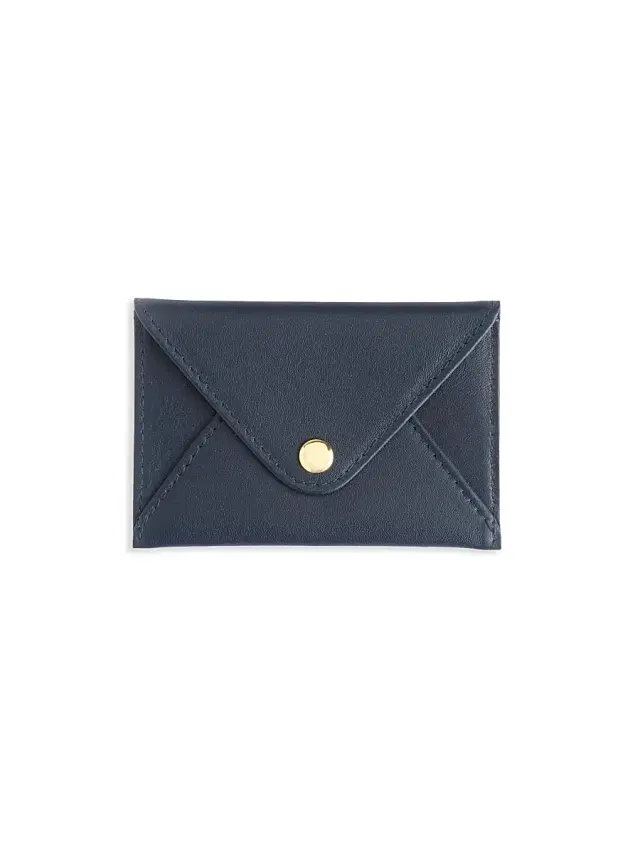 Royce New York Men's Leather Envelope Style Business Card Holder - Navy Blue