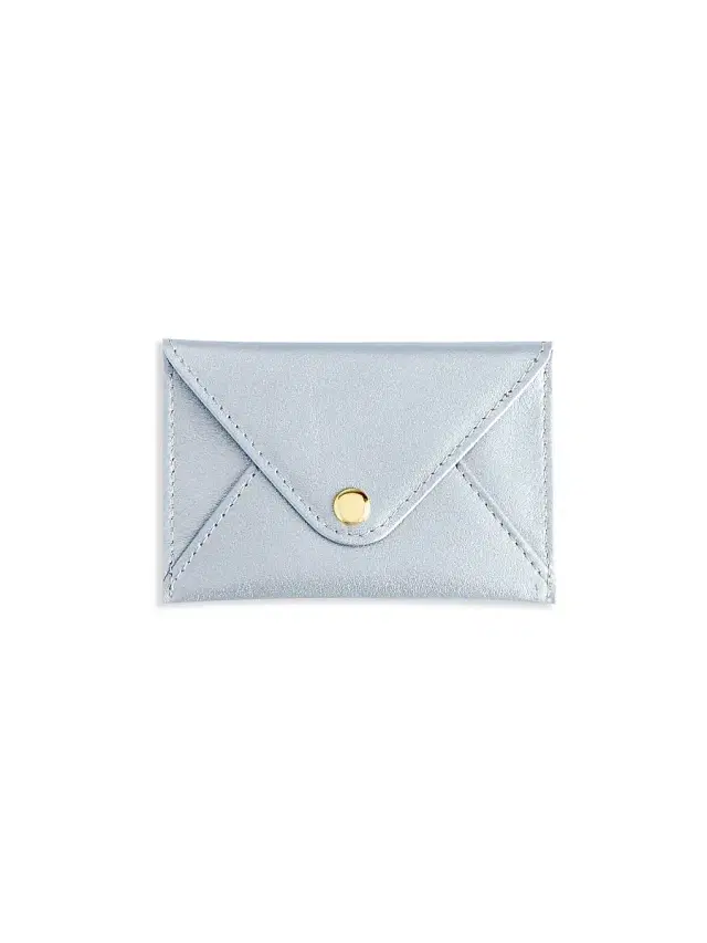 Royce New York Men's Leather Envelope Style Business Card Holder - Silver