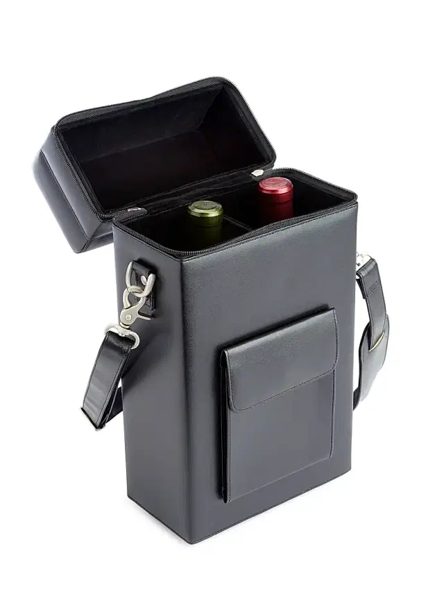 Leather Double Wine Carrying Case - Tan