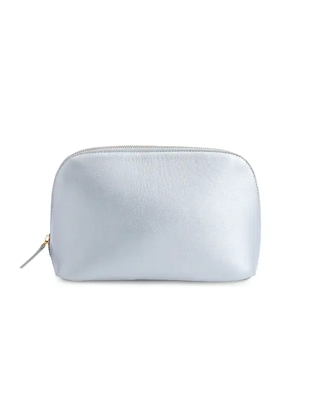 Royce New York Women's Leather Cosmetic Bag - Silver