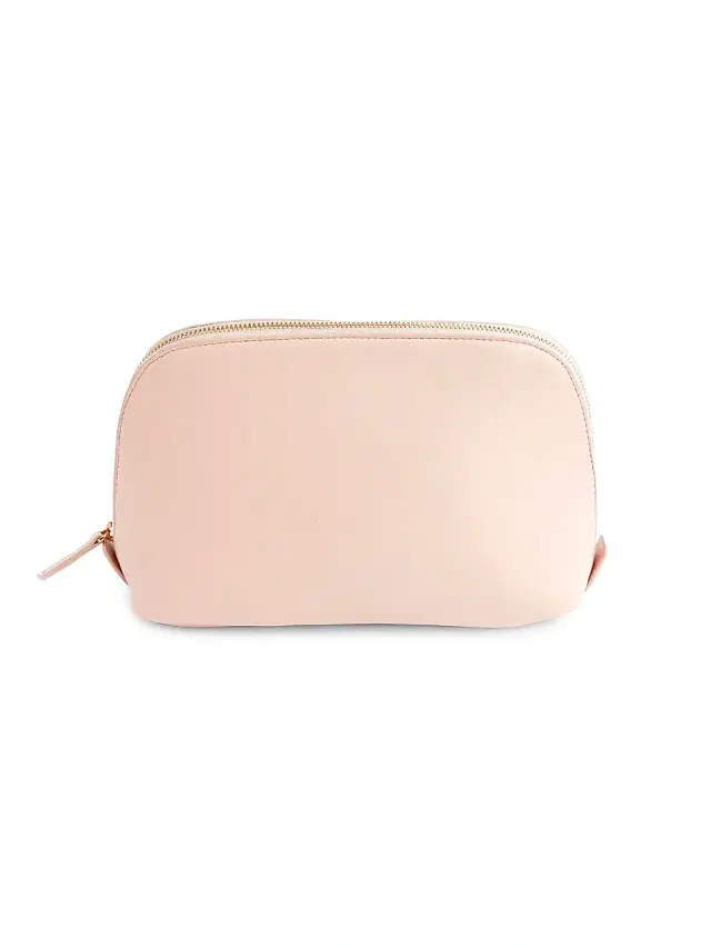 Royce New York Women's Leather Cosmetic Bag - Blush Pink