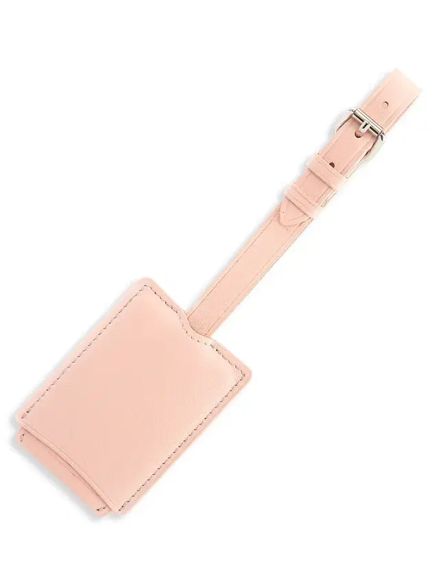 Royce New York Men's Leather Luggage Tag - Light Pink