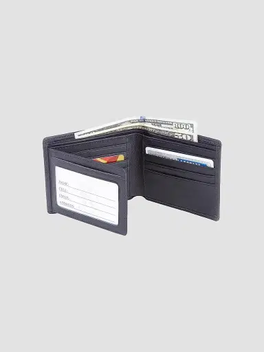 Royce New York Men's RFID Blocking Tri-Fold Wallet - Navy Blue | Thumbnail 2