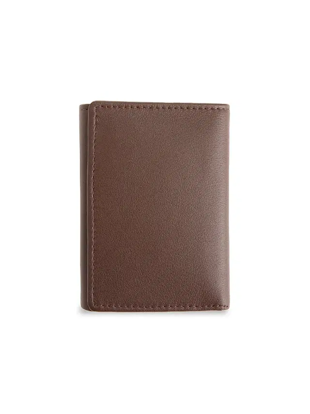 Royce New York Tri-Fold Leather Wallet - Brown