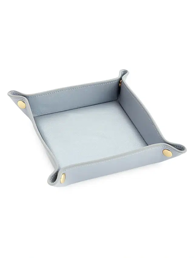 Royce New York Women's Leather Catchall Tray - Silver