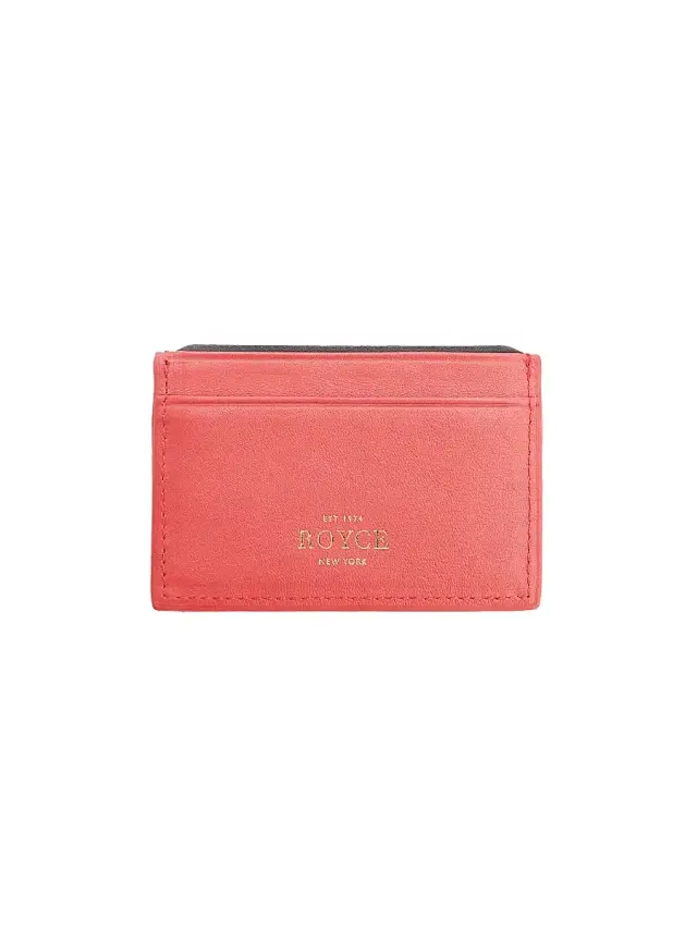 Royce New York Women's RFID-Blocking Leather Card Case - Red