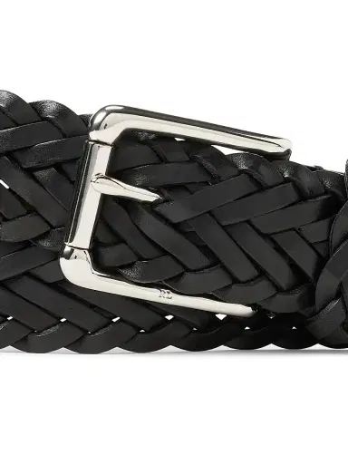 Ralph Lauren Purple Label Men's Braided Vachetta Leather Belt - Black | Thumbnail 2 Ralph Lauren Purple Label Men's Braided Vachetta Leather Belt - Black | Thumbnail 2