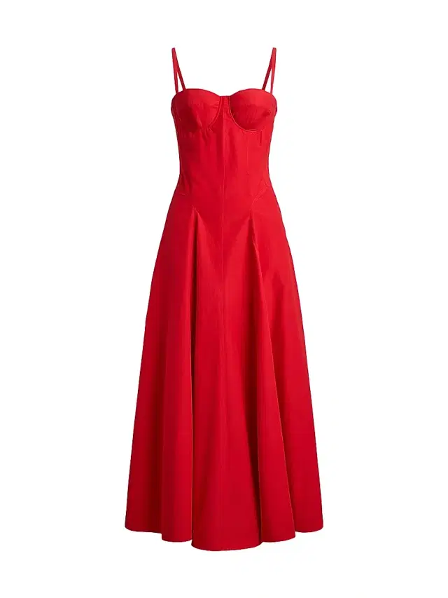 Ralph Lauren Collection Women's Marigot Cotton-Blend Poplin Day Dress - Bright Red