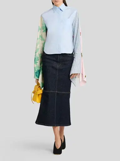 MOSCHINO Women's Cotton Scarf-Sleeve Button-Front Shirt | Thumbnail 2