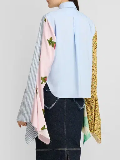 MOSCHINO Women's Cotton Scarf-Sleeve Button-Front Shirt | Thumbnail 3