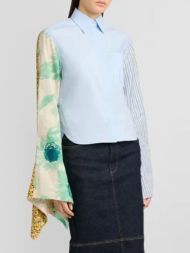 MOSCHINO Women's Cotton Scarf-Sleeve Button-Front Shirt | Thumbnail 4