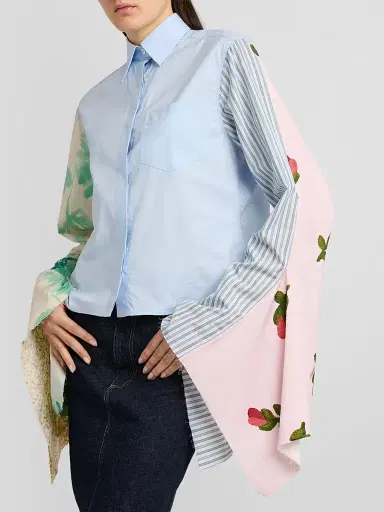 MOSCHINO Women's Cotton Scarf-Sleeve Button-Front Shirt | Thumbnail 5
