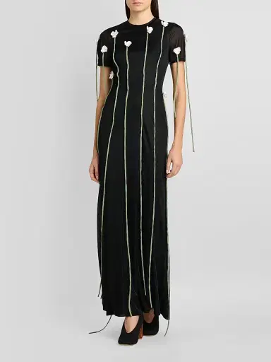 MOSCHINO Women's Floral Appliqué Maxi Dress - Multi Black | Thumbnail 2