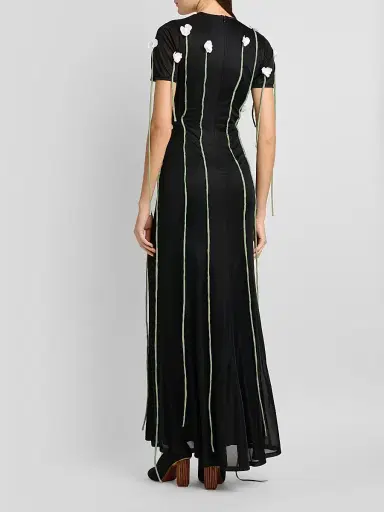 MOSCHINO Women's Floral Appliqué Maxi Dress - Multi Black | Thumbnail 3