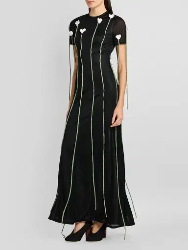 MOSCHINO Women's Floral Appliqué Maxi Dress - Multi Black | Thumbnail 4
