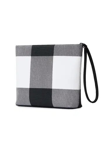 Givenchy Women's Pouch in Checked Canvas - Grey Black | Thumbnail 2 Givenchy Women's Pouch in Checked Canvas - Grey Black | Thumbnail 2