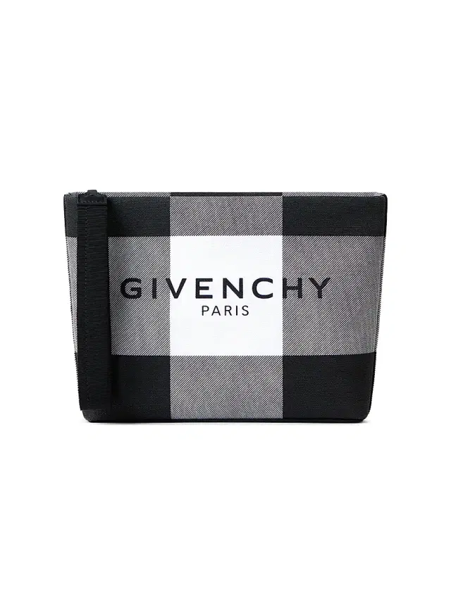 Women's Pouch in Checked Canvas - Grey Black