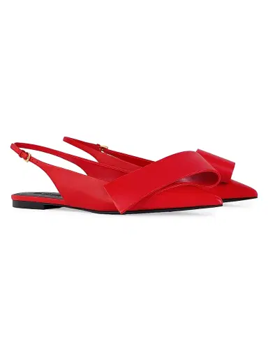 Givenchy Women's Twisted Ribbon Flat Slingbacks in Leather | Thumbnail 2 Givenchy Women's Twisted Ribbon Flat Slingbacks in Leather | Thumbnail 2