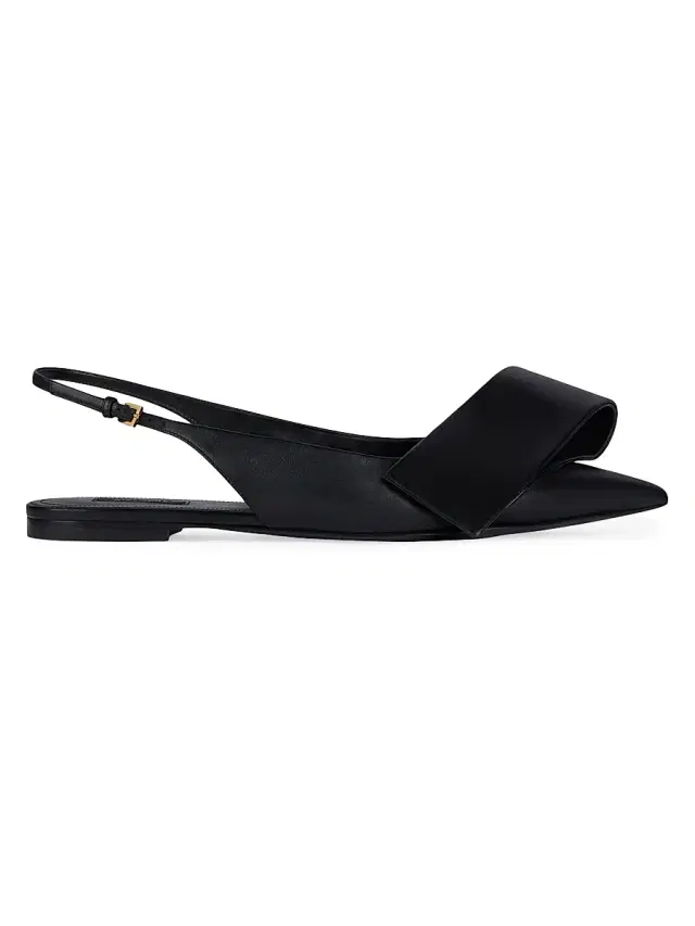 Givenchy Women's Twisted Ribbon Flat Slingbacks in Leather - Black