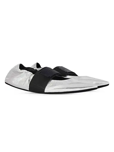 Givenchy Women's Crush Ballerinas in Wrinkled-Effect Metallic Leather | Thumbnail 2
