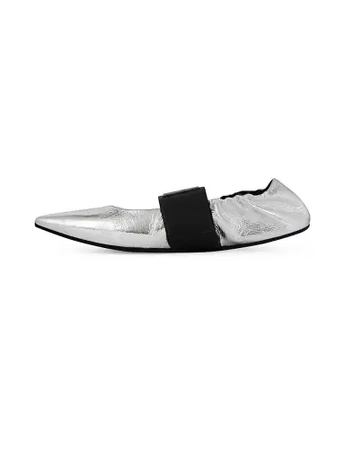 Givenchy Women's Crush Ballerinas in Wrinkled-Effect Metallic Leather | Thumbnail 4