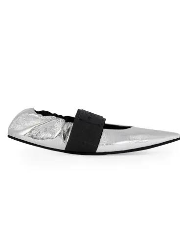 Givenchy Women's Crush Ballerinas in Wrinkled-Effect Metallic Leather | Thumbnail 1