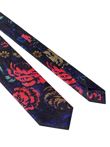 Givenchy Men's Tie in Silk with Floral Print - Navy | Thumbnail 2