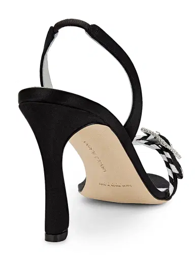Manolo Blahnik Women's 90MM Sumbasan Embellished Buckle Slingback Sandals - Black - Size 10 | Thumbnail 3
