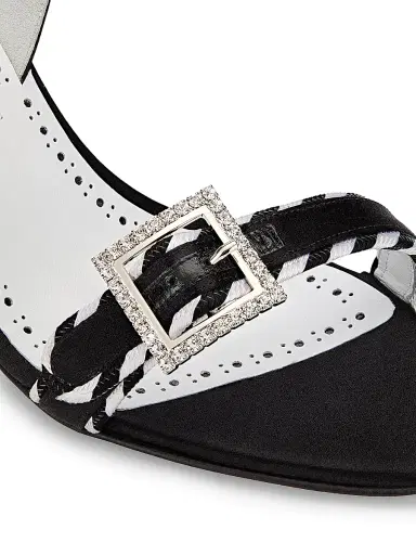 Manolo Blahnik Women's 90MM Sumbasan Embellished Buckle Slingback Sandals - Black - Size 10 | Thumbnail 5