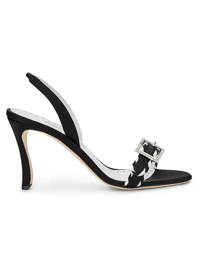 Manolo Blahnik Women's 90MM Sumbasan Embellished Buckle Slingback Sandals - Black
