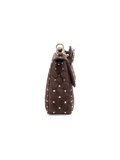 Valentino Garavani Women's Rockstud Spike Medium Suede Shoulder Bag - Ebony | Thumbnail 3